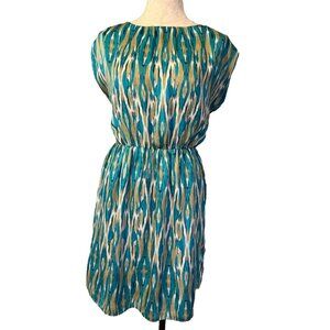 Michael Kors Dress  L Large 10 12 14 Blue Green Tan White Summer Lightweight